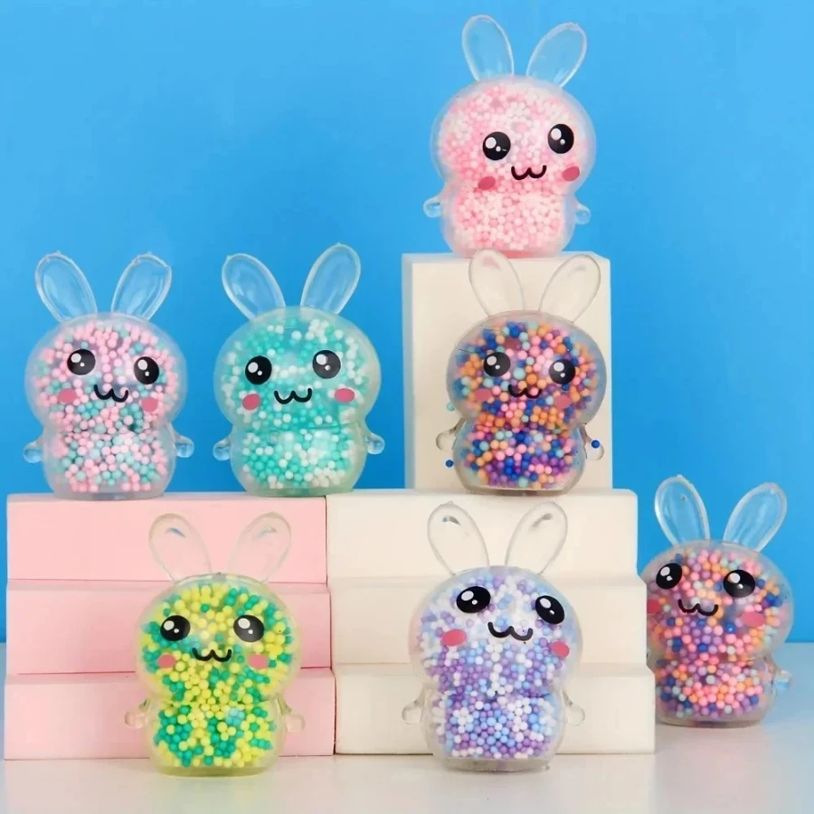 1PCS Squishy Bunny Stress Balls with Stress Relief Toy Girls Kids Fidget Toys Colorful Rabbit for Easter Basket Stuffers