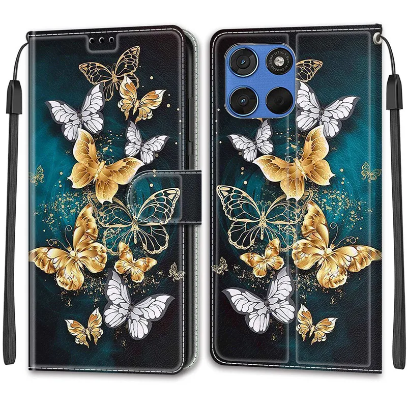Etui z klapką z motywem kwiatowym na Motorola MOTO G17 G57 G67 G77 Power G 17 57 5G, skórzane etui portfelowe z funkcją podstawki, pokrowiec w formie książki. — zdjęcie produktu 6