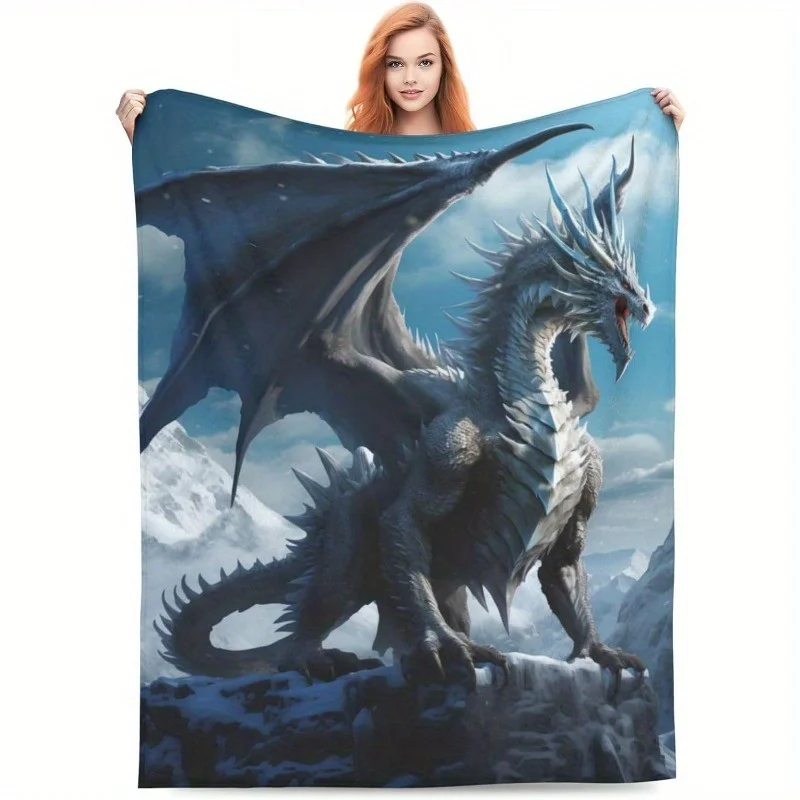 

Фланелевое покрытие Blue Ice Dragon — мягкое и легкое одеяло для дома, дивана, кровати — крутой дизайн, подарок для взрослых и мальчиков