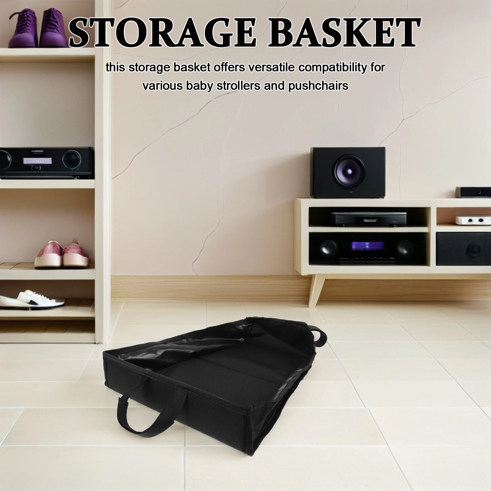 

Basket under The Car Pushchair Organizer Pram Bag Stroller Bottom Pouch for Cloth Black Storage Case Toddler Bags