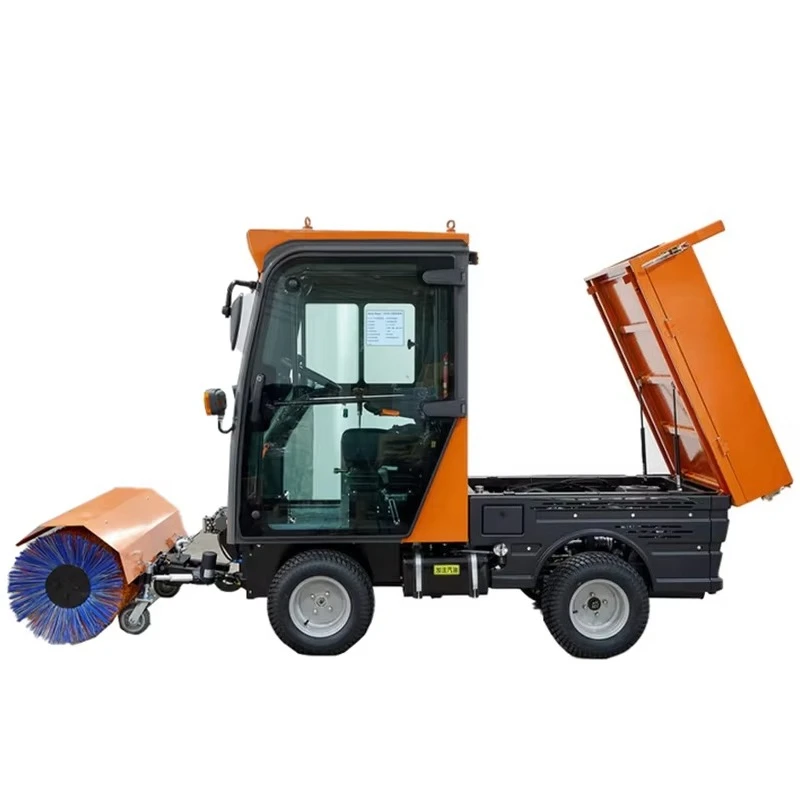 Ride On Snow Sweeper Machine With Front Brush And Four Wheel Chassis For Airports Parking Areas And Commercial Snow Clearing