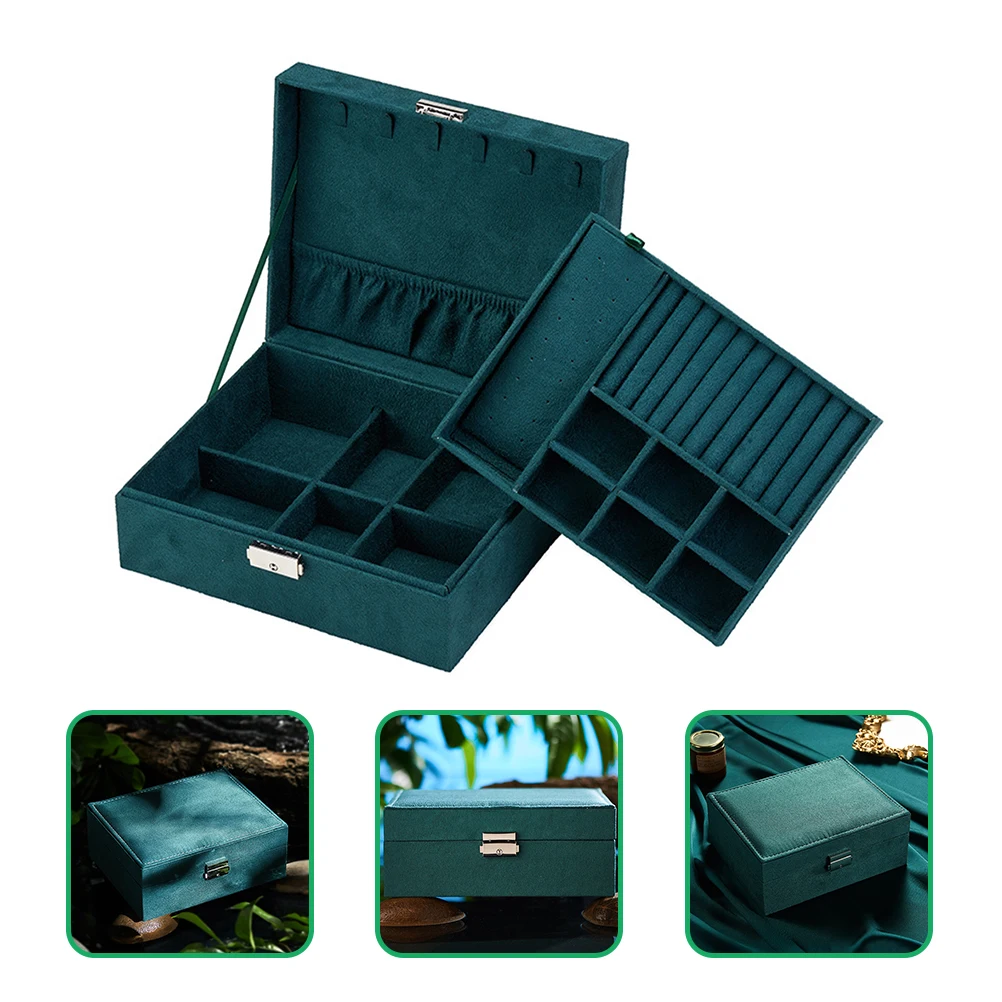 Double Layer Travel Jewelry Organizer Box Portable Lightweight Jewelry Storage Case for Earrings Rings Necklaces