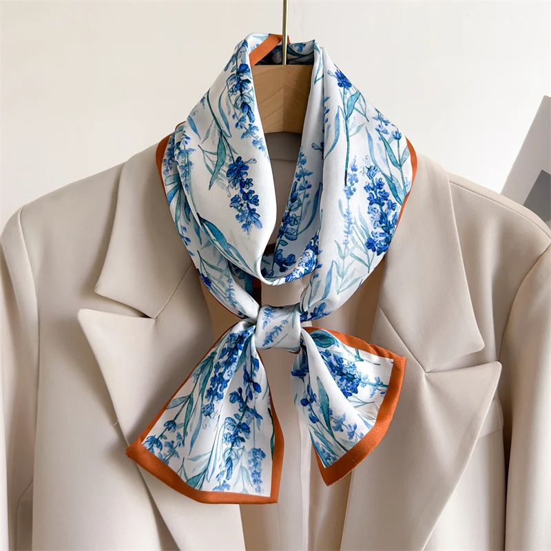 

Новинка 2024, весенний узкий шарф с лентой для женщин, длинные волосы, запястье, Foularf, женская сумка, повязка на шею, галстук с принтом, головной платок, платок