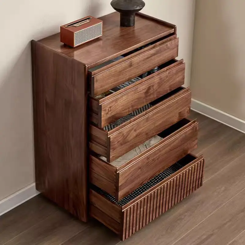 Customizable Nordic five-bucket modern simple solid wood bedroom drawer storage furniture