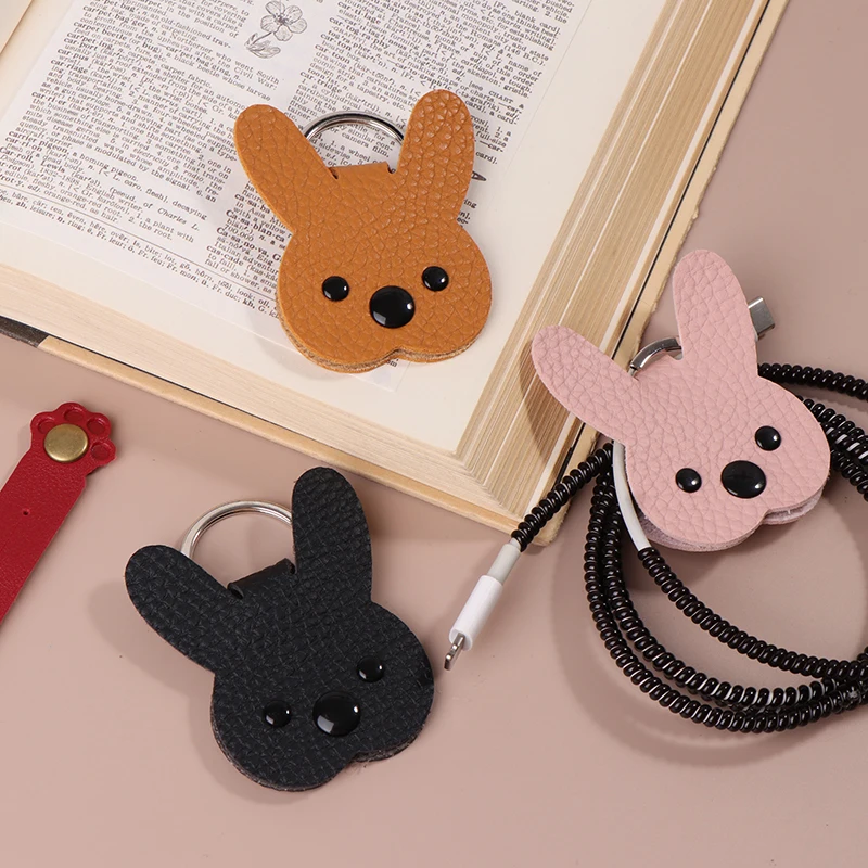 Creative Cartoon Cat Claw Cable Winding Device For Headphones Data Cable Management Device PU Leather Cable Winding Clip