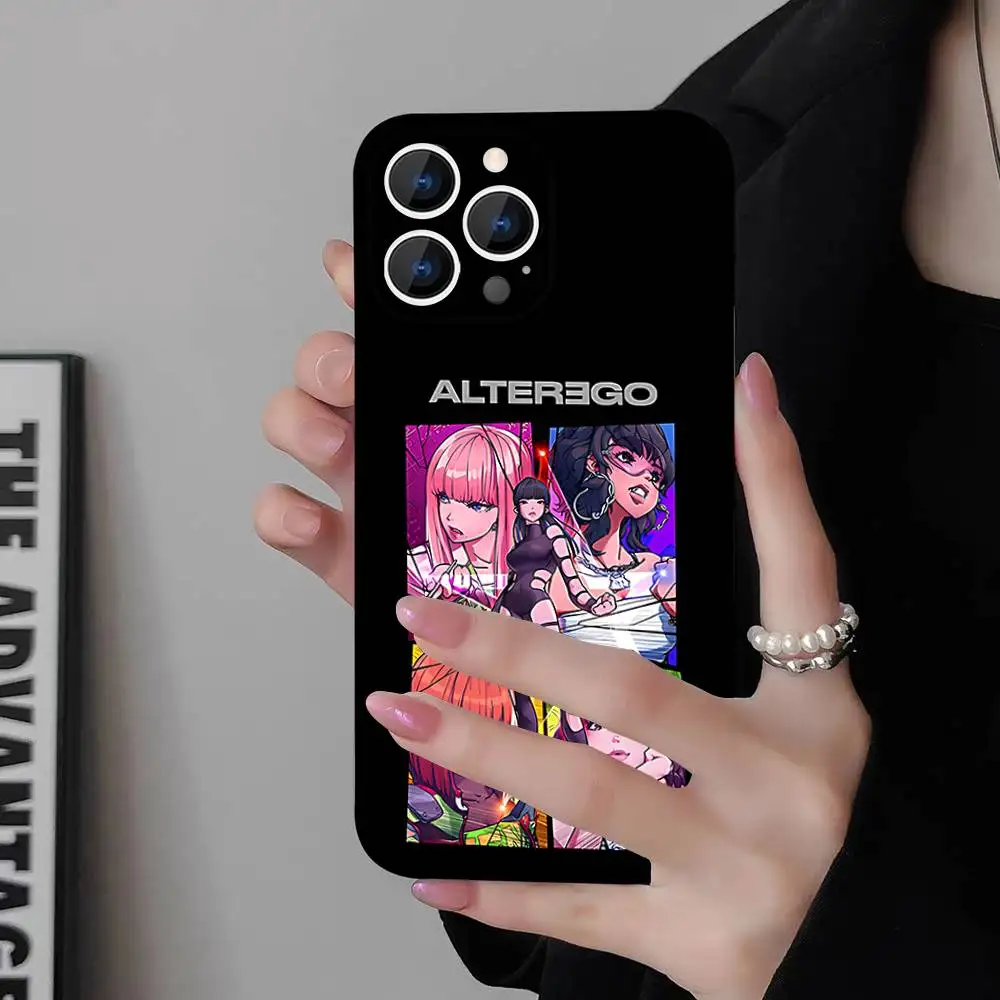 حافظة هاتف A-Alter Ego L-Lisa-A لهاتف iPhone 17,16,15,14,13,12,11,Pro,Max,Plus,E,Air,غطاء أسود واقٍ صغير