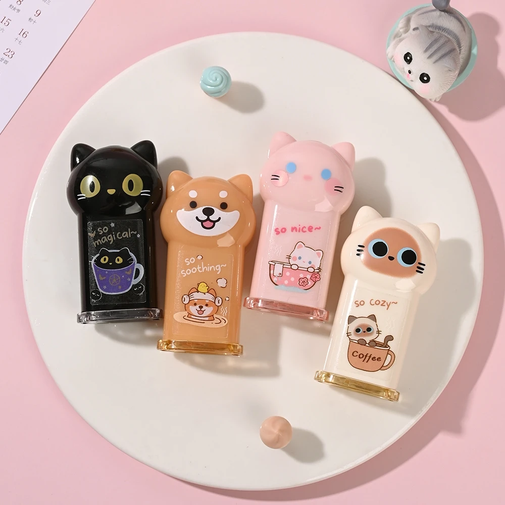 1/4pcs Cozy Cat Pencil Sharpener Mini Transparent Cartoon Kitties Manual Sharpeners Stationery School Kids Gift Reward A3165