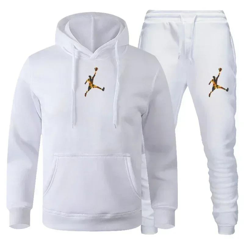 2024 autumn and winter men and women can pullover hoodie + jogging pants two-piece Set hip hop sportswear suit fashion trend