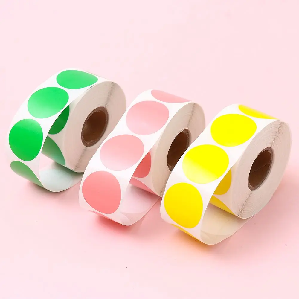 Multicolour Direct Thermal Label for DIY Logo Design Self-Adhesive Circle Thermal Sticker Label Round