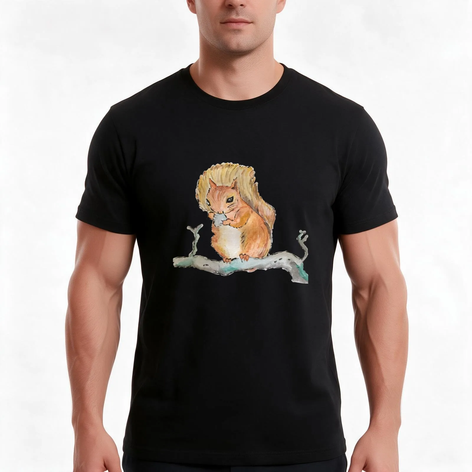 Squirrel nutkin T-Shirt, Summer Casual Cotton Tee, Oversized Streetwear Tops, Vintage Graphic Print, Loose Fit Short Sleeve