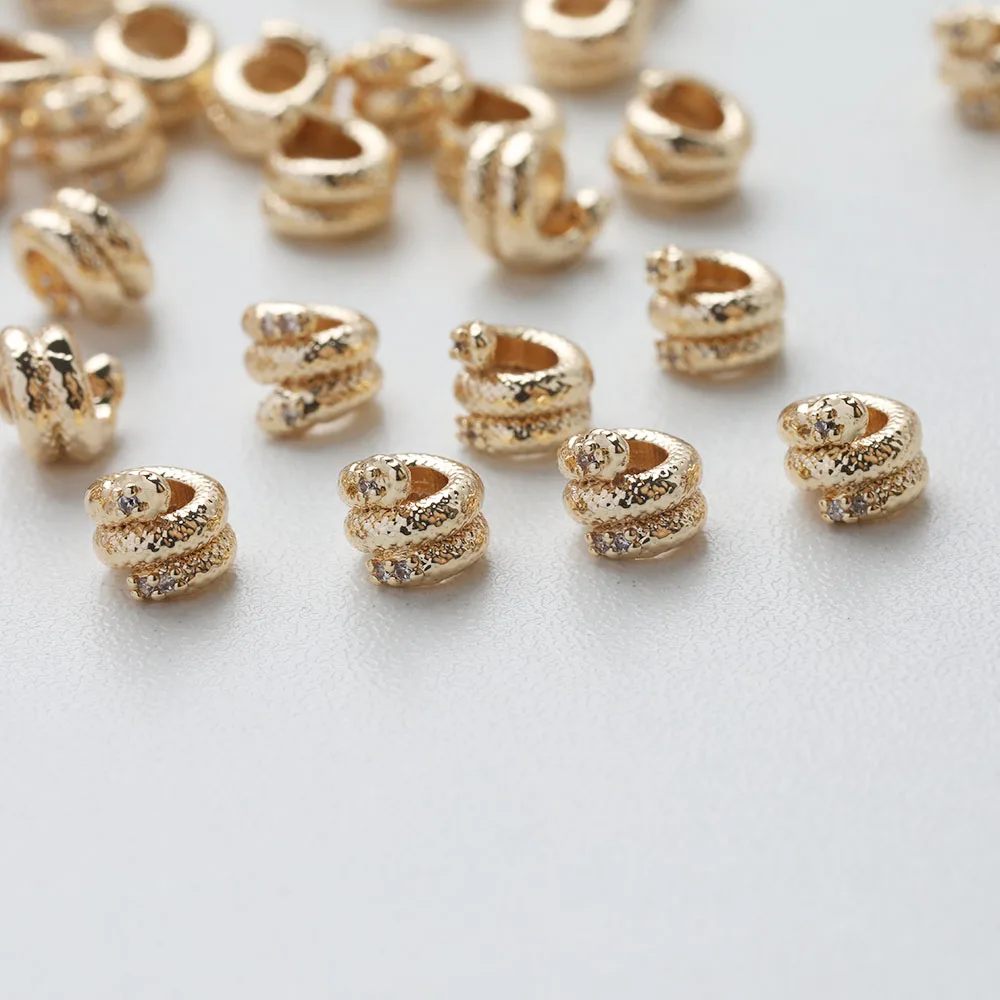 6 sztuk delikatny wąż serpentynowy projekt przegrody koraliki tworzenia biżuterii bransoletka naszyjnik dostarcza DIY mosiądz 14k pozłacane 7*6.6mm — zdjęcie 4