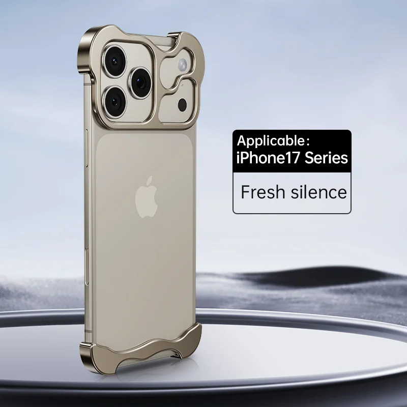 Luxuriöse unregelmäßige Metall-Stoßstangen-Telefonhülle für iPhone 14, 15, 16, 17, Pro Max, stoßfeste Aluminium-Eckpolster, ultradünne Abdeckung – Detail 9