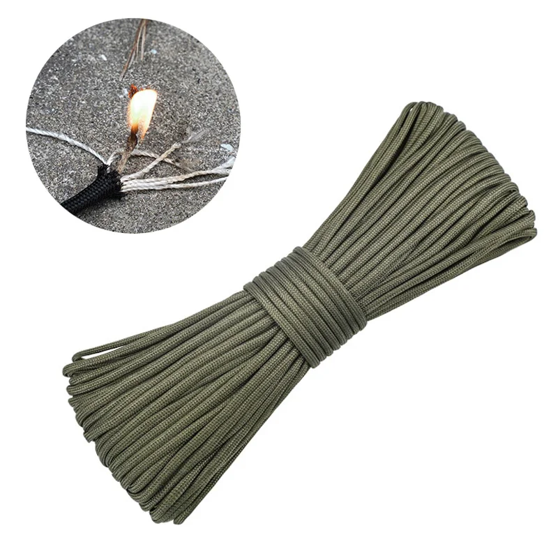 

7 Cores 550 Paracord With Fire Rope Cord Paracord Survival For Outdoor Camping Survival Lanyard Rope Hiking Tent Accessories