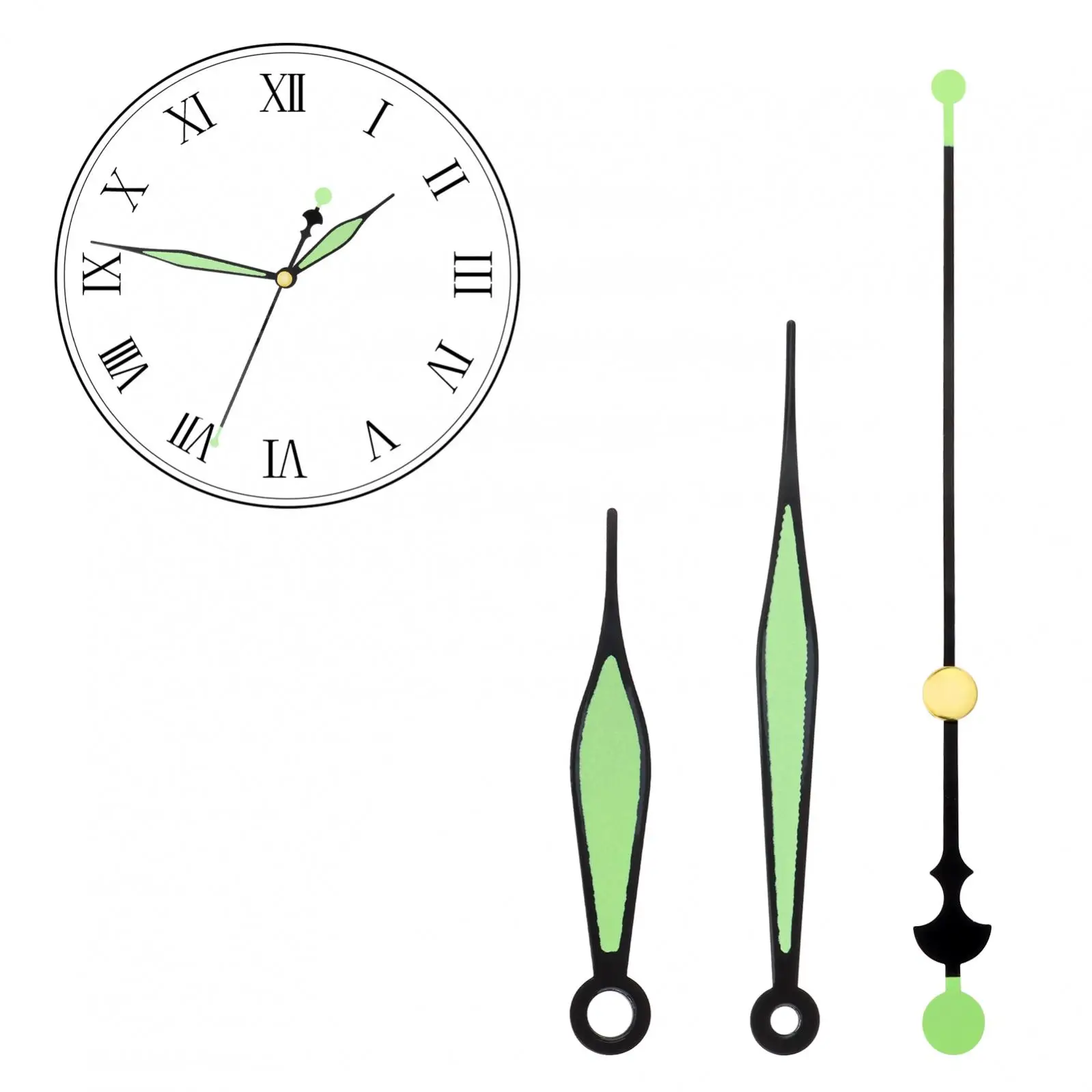 10 Pack Aluminum Luminous Clock Hands Kit for Wall Clock Repair / DIY, Wall Clock Hands Parts Replacement