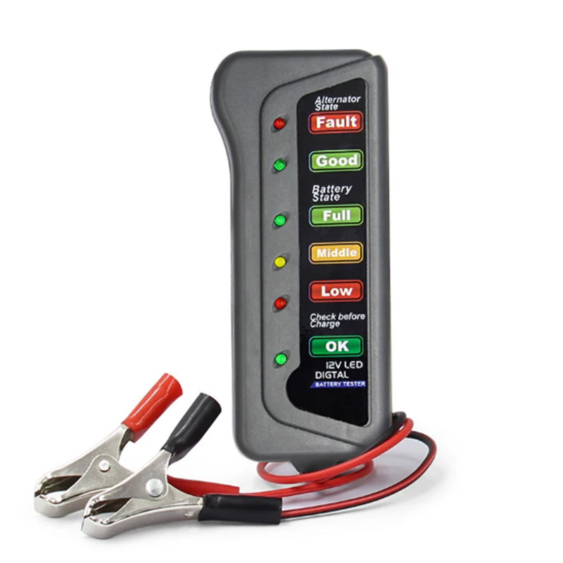 1PC Hot Sale Mini 12V Car Battery Tester Digital Alternator Tester 6 LED Lights Display Car Diagnostic Tool For Car