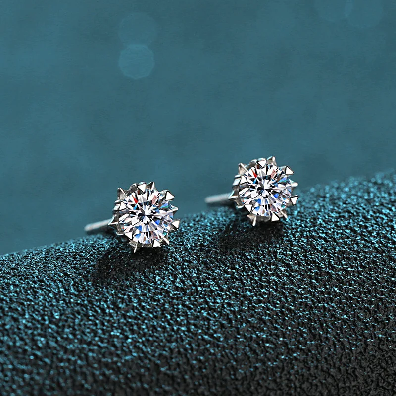 Quick Hand Live Broadcast Eight Heart Eight Arrows Inspired  D Color Moissanite Earrings Featuring Geometric Snowflake