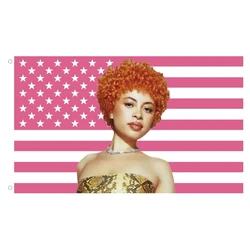 Rapper Ice Spice Pink USA Flag Outdoor Indoor Ice Spice Poster American Flags Banner for Dorm Decorations with Brass Grommets