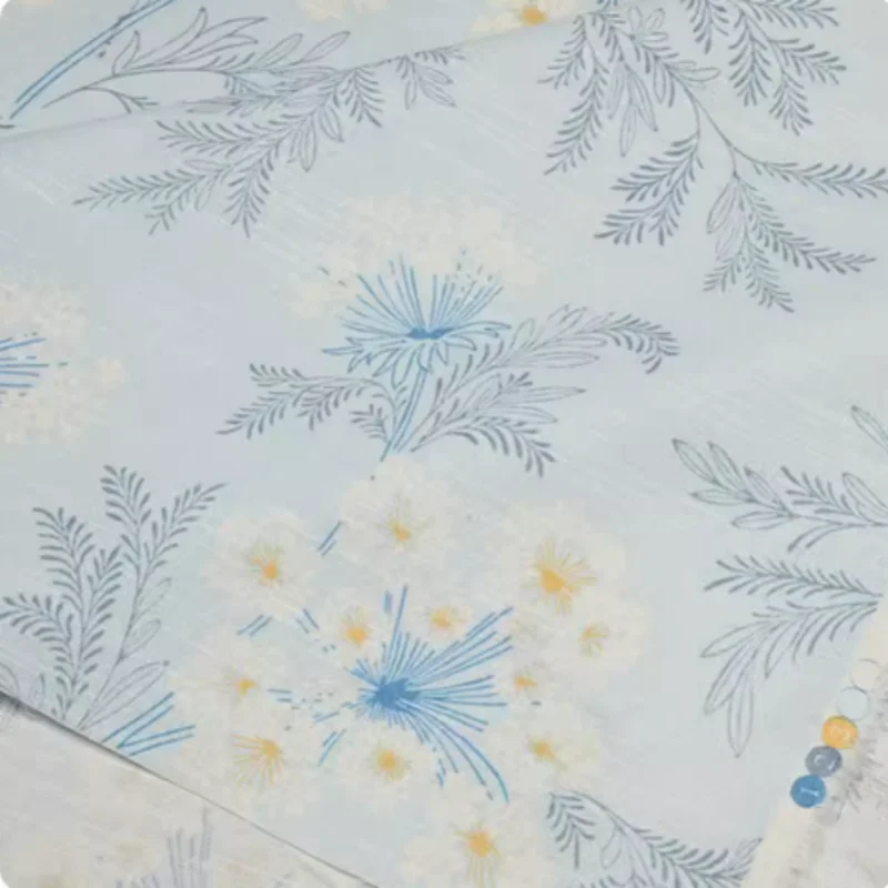 Cotton Linen Fabric with Pastoral Tree Leaves Print, Handmade DIY Bag, Sofa Back Cushion, Curtain Sewing Cloth, CR-1951