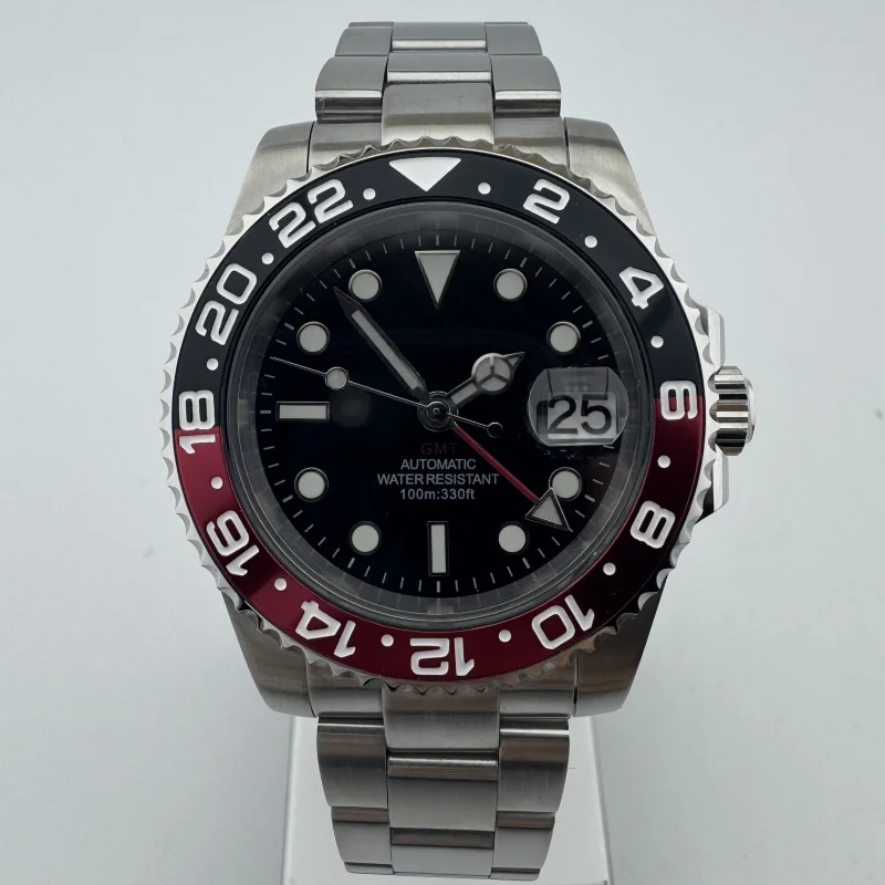 تصميم CORGEUT-Reloj de pulsera mecánico Personado para Hombre GMT NH34 luminoso Movement concristal de zafiro 40 مللي متر 10bar