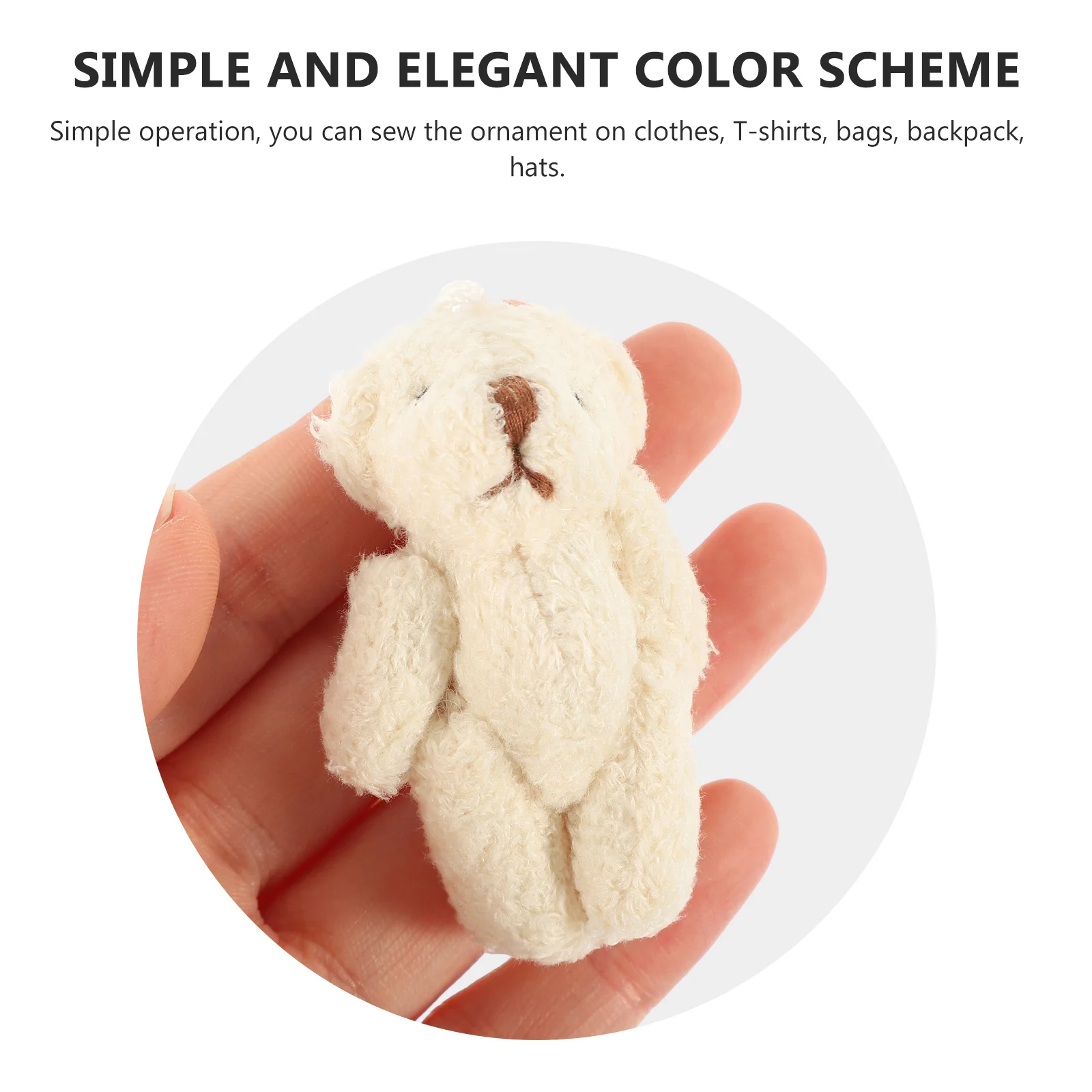 

5Pcs DIY Pearl Fleece Bear Decor Garment Ornament for T-Shirt Cap Backpack - Creative Sewing Craft Kit for Kids Adults Handmade