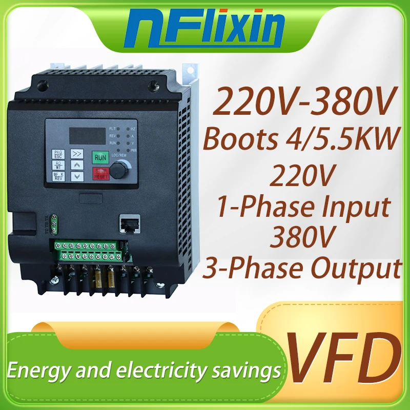 

220V to 380V 2.2KW/4KW/5.5KW/7.5KW/11KW 1 Phase to 3 Phase Inverter VFD Inverter Frequency Converter Frequency Drive Motor Speed