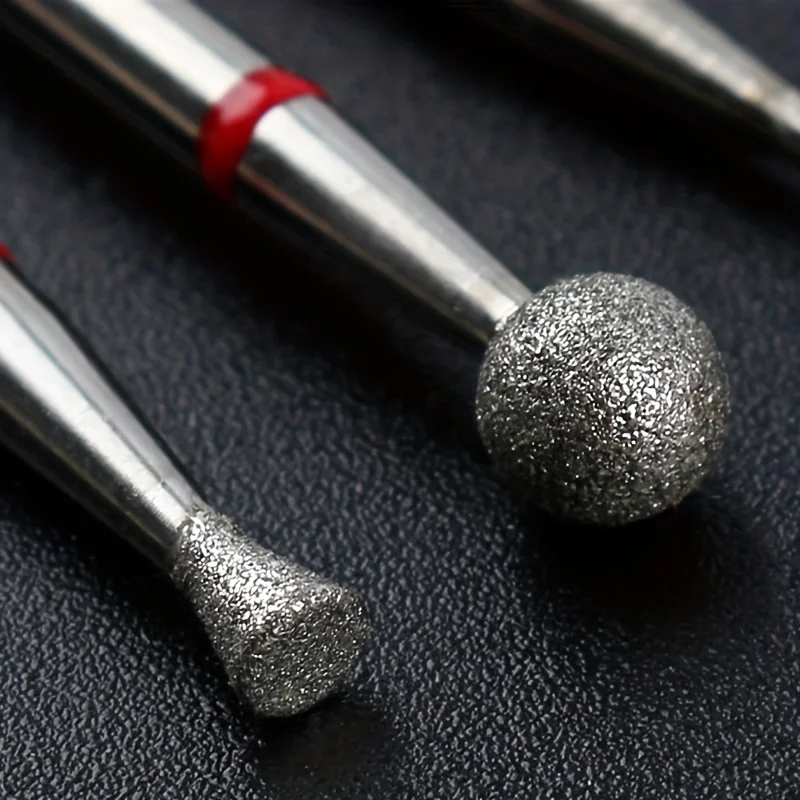 1/5 Uds. Broca de diamante rojo para uñas, fresa para manicura, rebaba rotativa eléctrica, herramientas para cutículas, accesorios