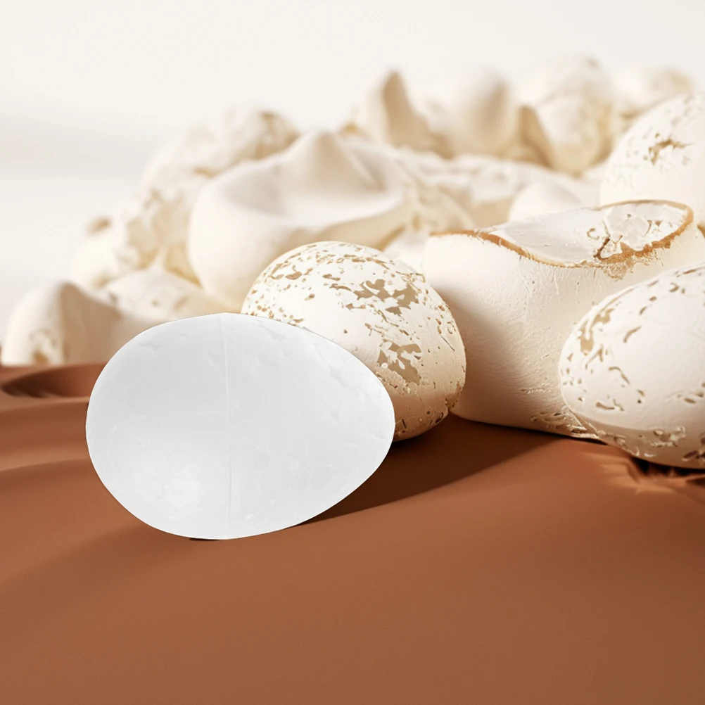 

60 Pcs Easter White Embryonated Eggs DIY Large Decoration Smooth Foam for Painting Crafts Fake Ring