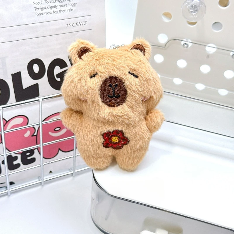 Cute Capibara Plush Keychains Wallet Doll Pendant Kawaii Capybara Plushie Squeaky Accessories Stuffted Toy Pendant Friend's Gift