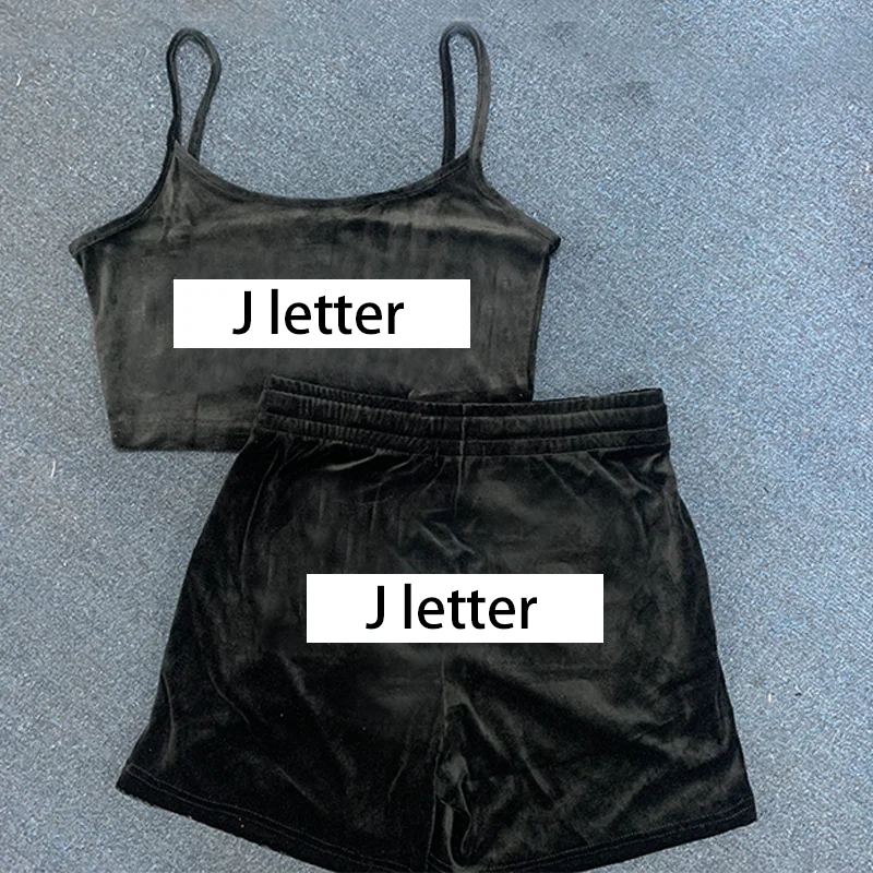 2 Piece Set Women Camisole Outfit Velvet Sleeveless Crop Top and Shorts Set Sexy Tank Top and Drawstring Shorts with Pockets Set