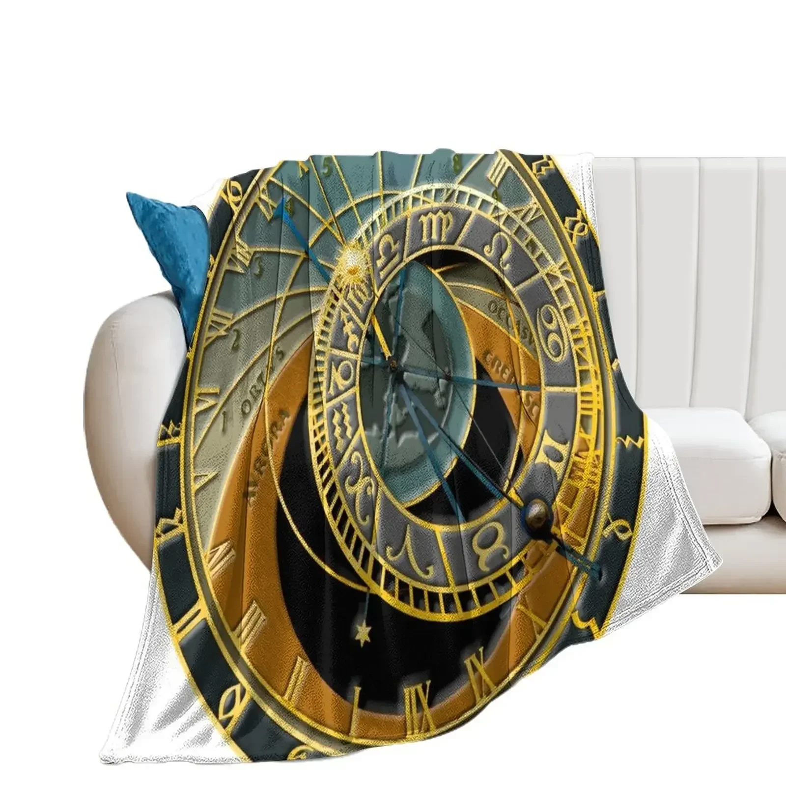 

Prague Astronomical Clock 3D Throw Blanket Beach Luxury Brand Blankets