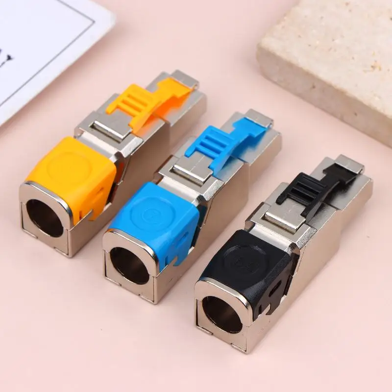 【Y】Metal RJ45 Cat8 Cat6A Connectors Tool-Free Easy Termination Plug 2000MHz 40G LAN Cable 22AWG-24AWG Reusable Ethernet Plug