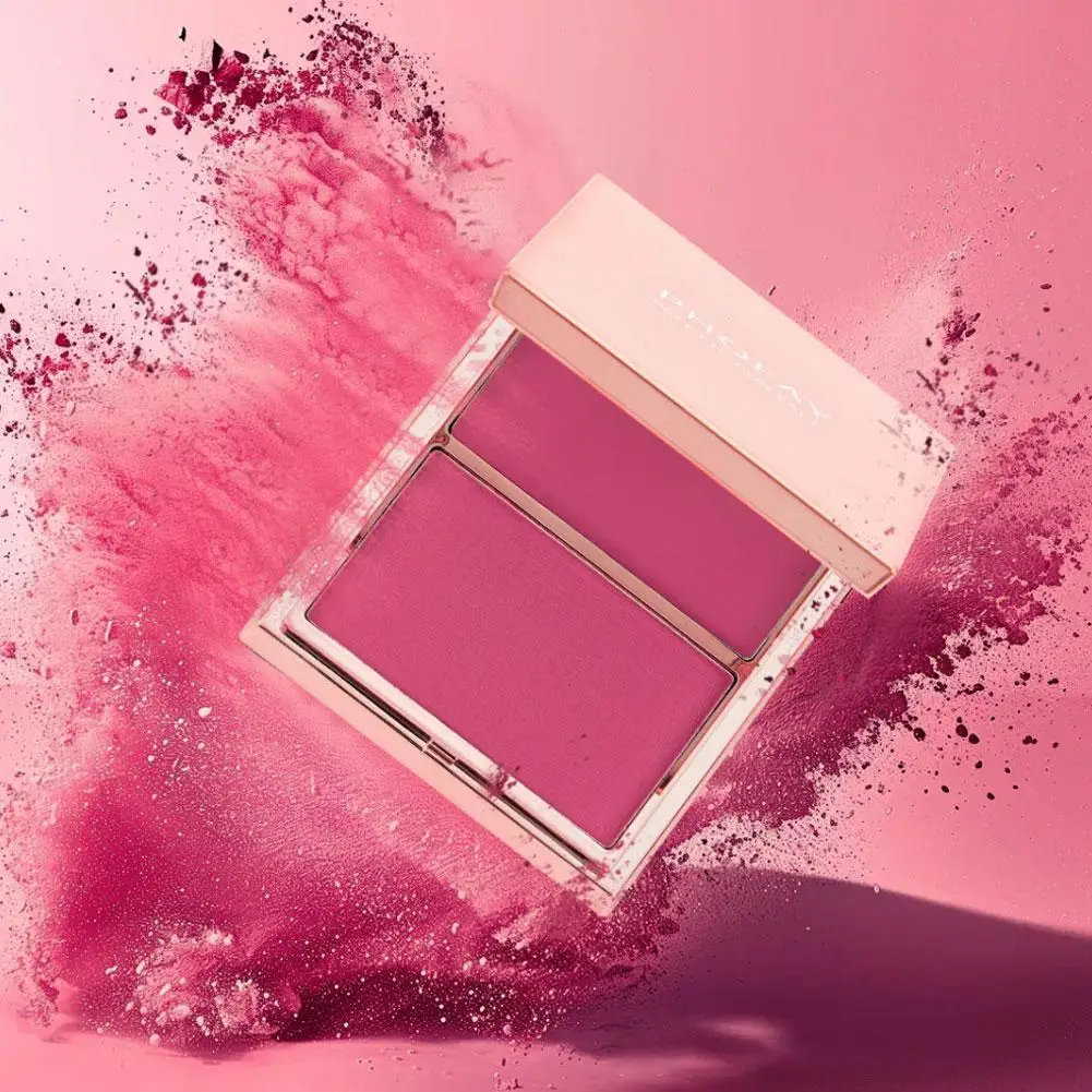 

2-цветная палитра кремовых и пудровых румян, натуральные стойкие высокопигментные румяна для макияжа, контурная пудра, красота, персиково-розовый, корейский макияж