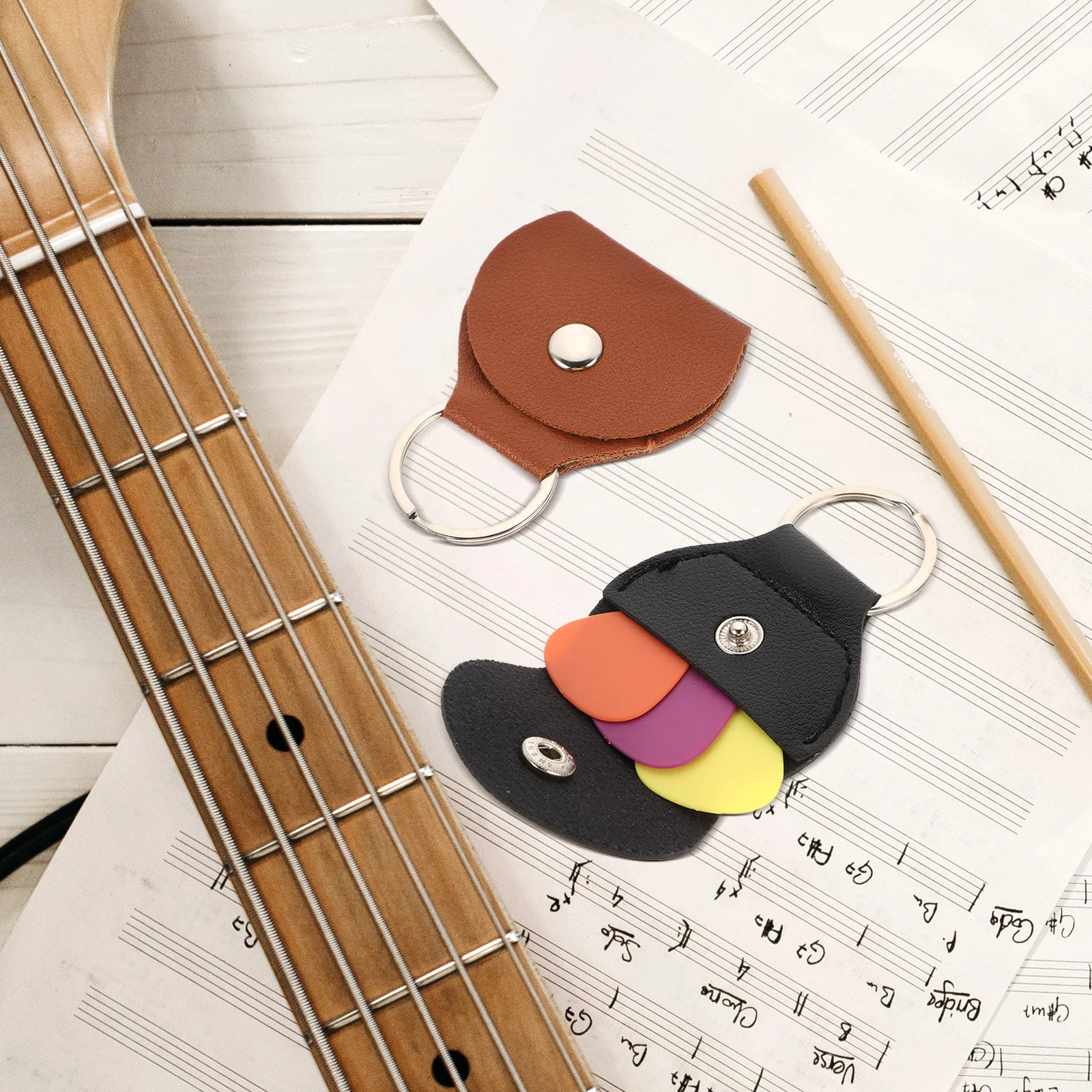 

Bag Key Chain Guitar Plectrums Electric Pouch Storage Container Pu Holders Ukulele Picks