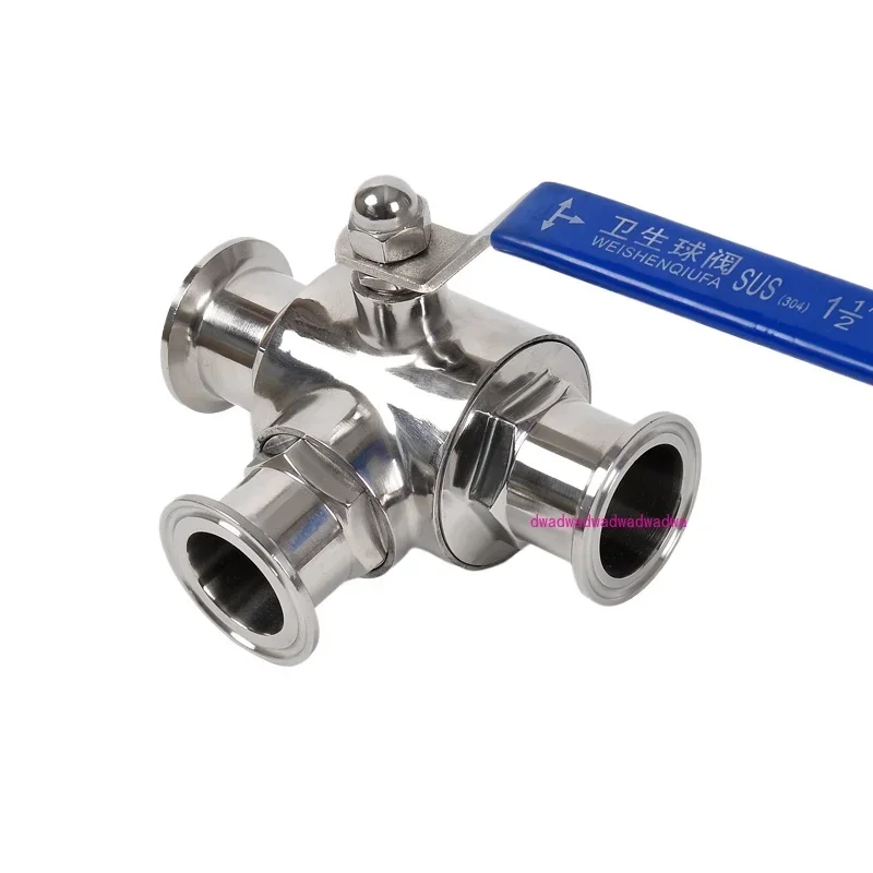 Quick-loading three-way ball valve Stainless steel 304 quick-connecting three-way ball valve Manual T-type L clamp type