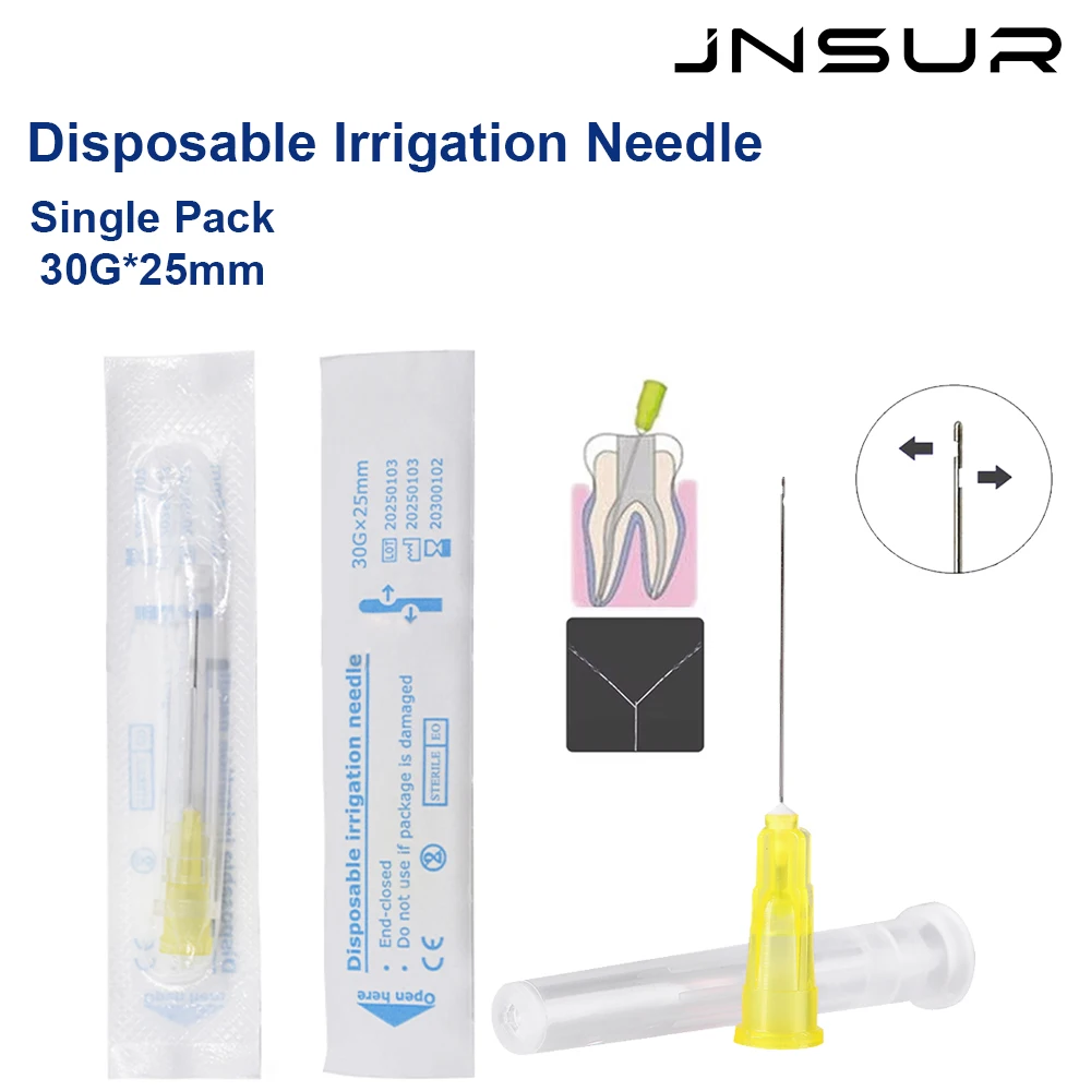 

JNSUR 100pcs Single Pack Irrigatio Needles 2 Holes Endodontics Irrigator Tips 30G 25MM Disposable Root Canal Cleaning Dentistry