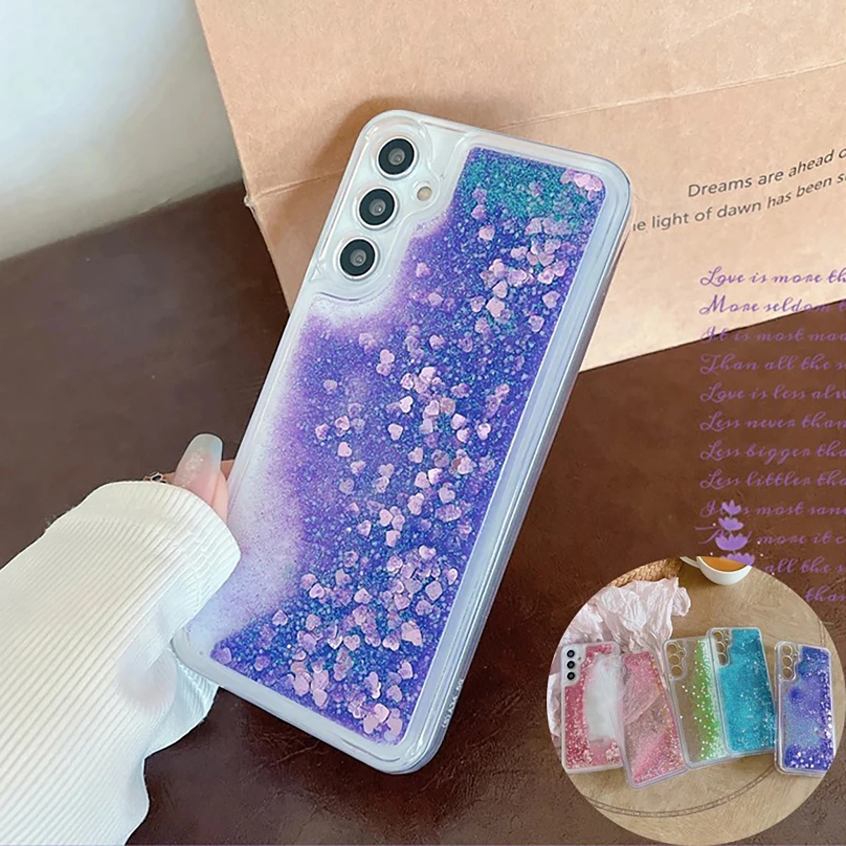 Glitter Dynamic Liquid Quicksand Phone Case For Samsung Galaxy A14 A34 A54 A73 A53 A33 A72 A52 A22 A12 A13 A32 A23 4G 5G Cover