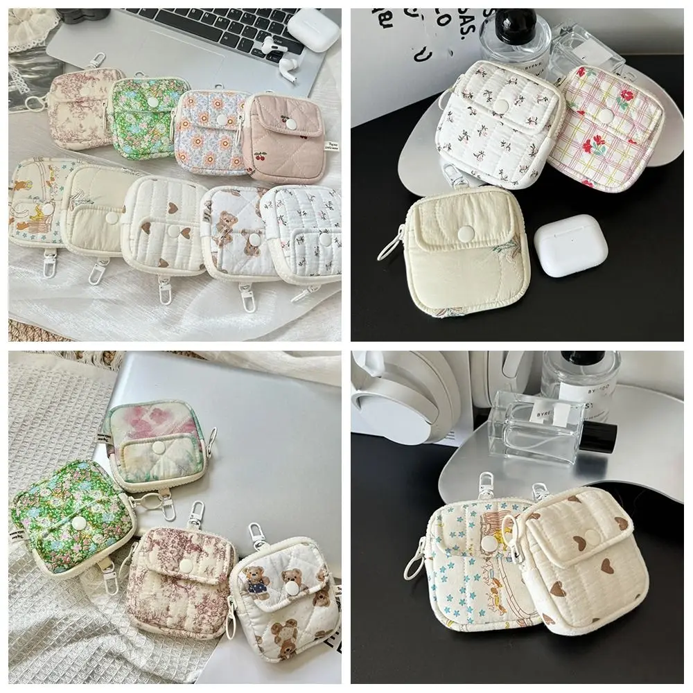 

Pendant Floral Coin Purse Keychain Flower Korean Style Small Makeup Lipstick Bag Jewelry Packing Bag Large Capacity