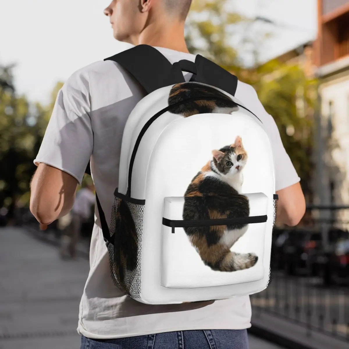 Miss B Cat Looking Back At You Backpack Student BookBag Children School Bag Computer Shoulder Bags for Boys Girls
