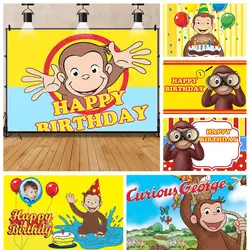 Cartoon Cute George Monkey Cake Girl Boy Kid Birthday Party Backdrop Custom Baby Room Photography Poster Decor Studio Background