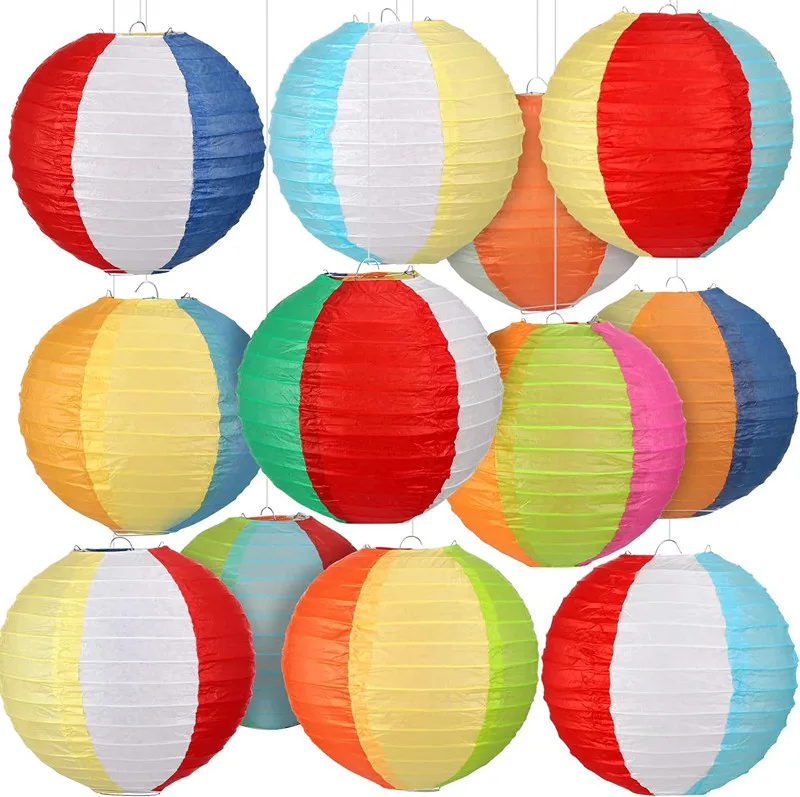 10 Stücke 20 cm Regenbogen Blume Runde Chinesische Papierlaternen Geburtstag Hochzeit Dekor Handwerk DIY Festival Laterne Party Supplies Outdoor – Detail 4