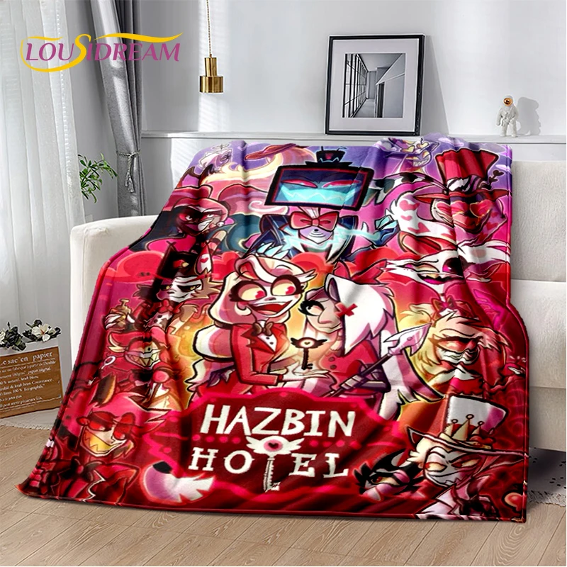 Flannel Blanket Hazbin Hotel Characters Group Print Soft Cozy Sofa Throw Cover