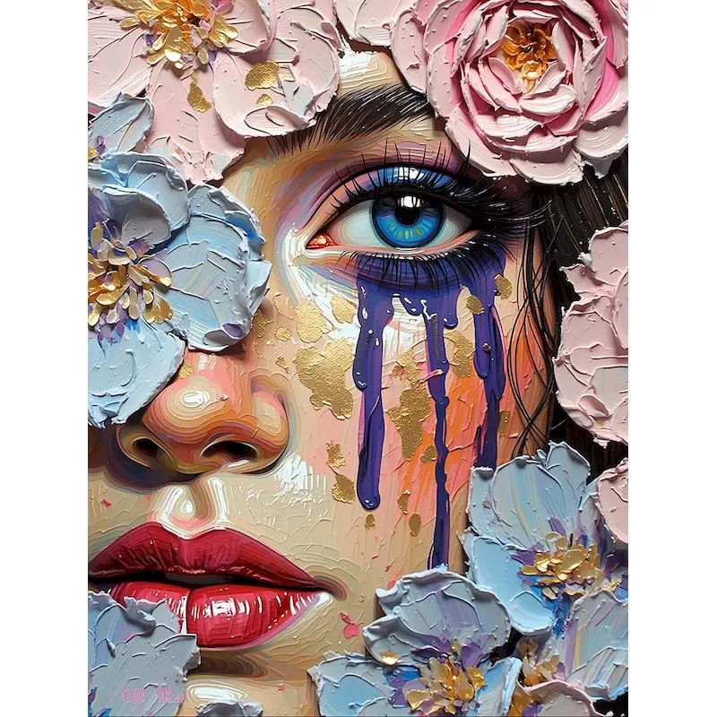 RUOPOTY Painting By Numbers Wall Art Color by Numbers Kit Flowers Woman Canvas for Painting Kits Gift Paint With Numbers