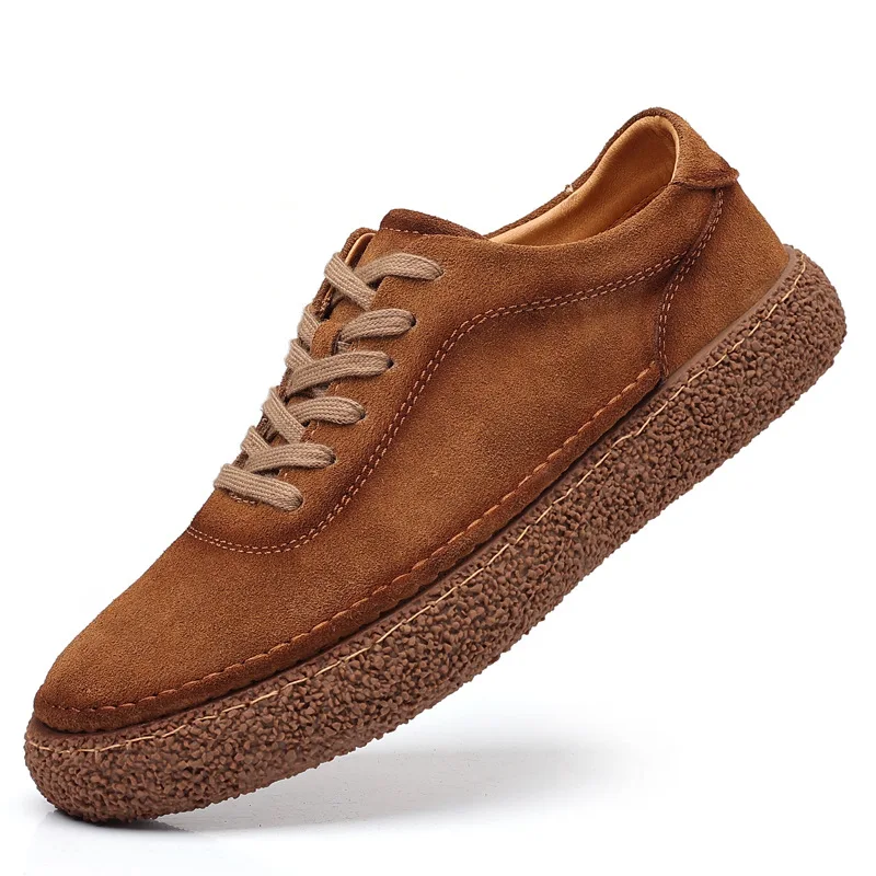 

Size38-44 Men Suede Shoes Cow Leather Sneaker Vintage Rubber Sole Shoes