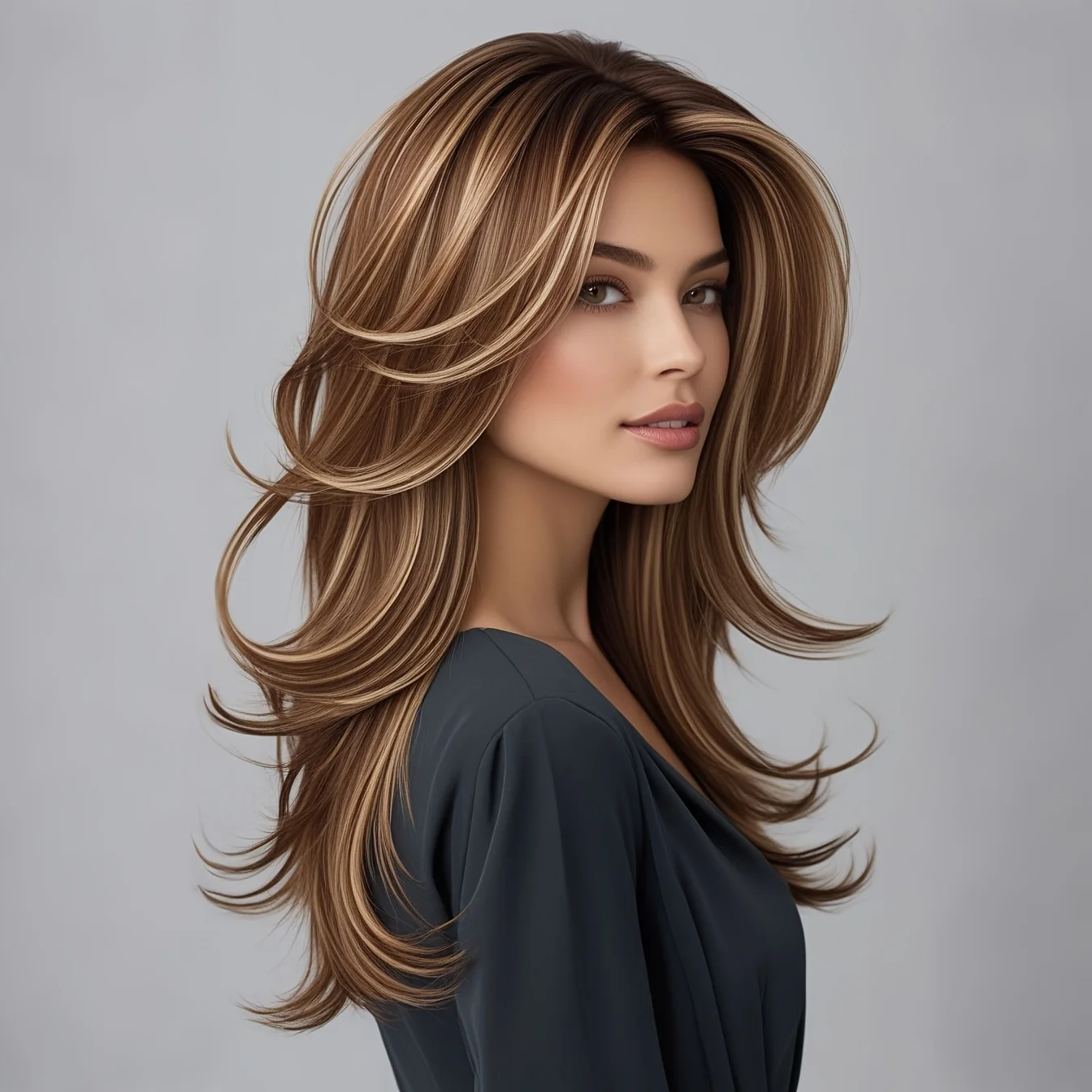24-inch Brown Middle Part Long Straight Wig for Women Daily Use Wig Suitable for Various Occasions
