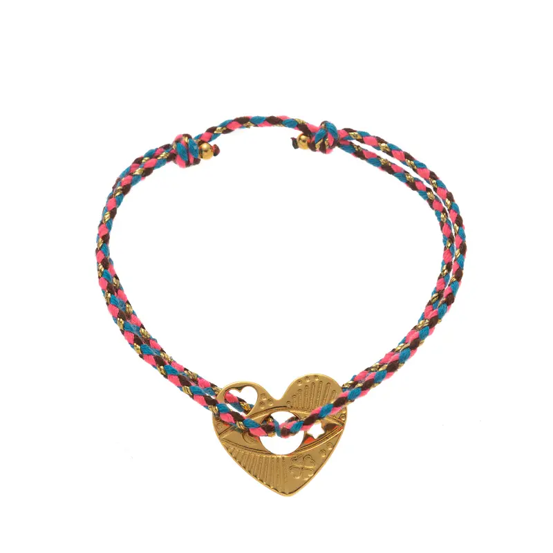 New niche retro style bracelet with moon heart and four leaf clover plated 18k color preserving stainless steel bracelet rope - Image 7