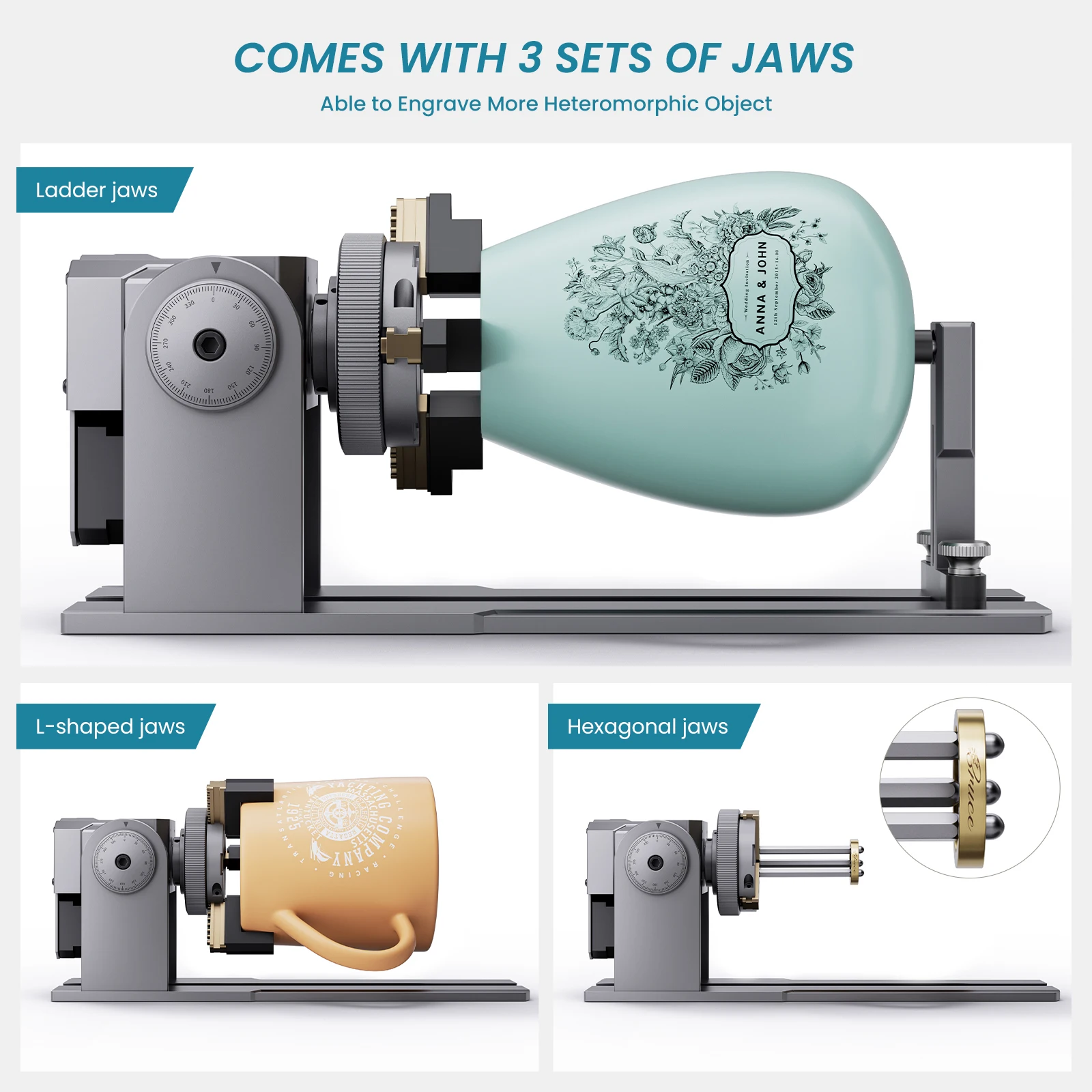 AtomStack Maker R1 Pro Multi-function Chuck Rotary 3 sets of Jaws for Cylindrical Irregular Object AtomStack IKIER Ortur Sculpfu