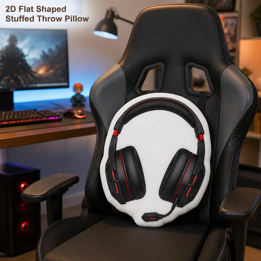 Gaming Headset Esports Streaming Audio Computer Plush Pillow Cushion Irregular Stuffed Throw Pillow Home Decor Sofa Bed