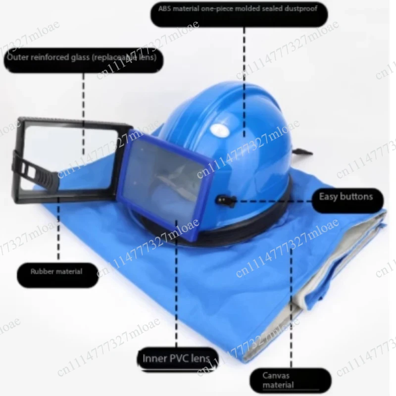 

Integrated sandblasting suit blue air conditioner oxygen supply special sandblasting helmet sandblasting cap