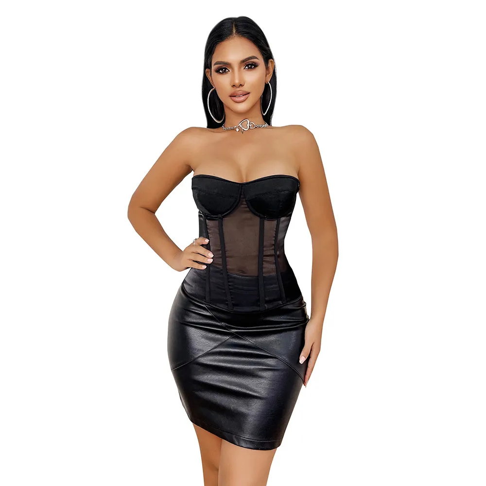 Sexy Black Transparent Bra Mesh Push Up Bralet Women\'s Corset Bustier Club Party Breathable Shapwear Costumes Plus Size