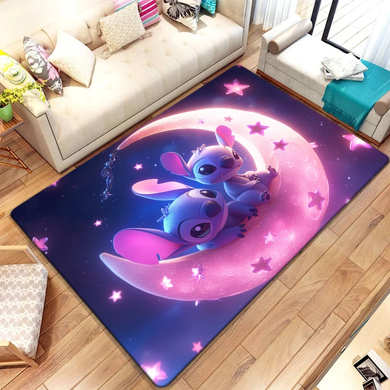 MINISO Stitch Cute Colourful Cartoon HD Print Carpet Living Room Home Decor,Sofa,Beb,Table,Rug,Non-slip,Chair,Mat,Picnic,Camp